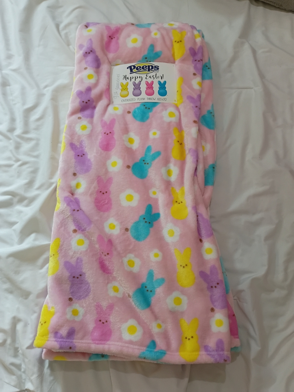 Nwt Peeps Pink Plush Bunny Throw Blanket 50x70